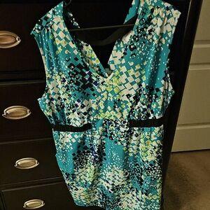 Motherhood Maternity Teal and Black Patterned Blouse